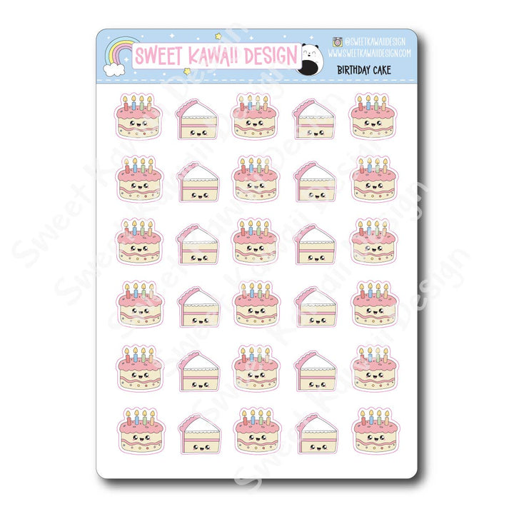 Kawaii Birthday Cake Stickers