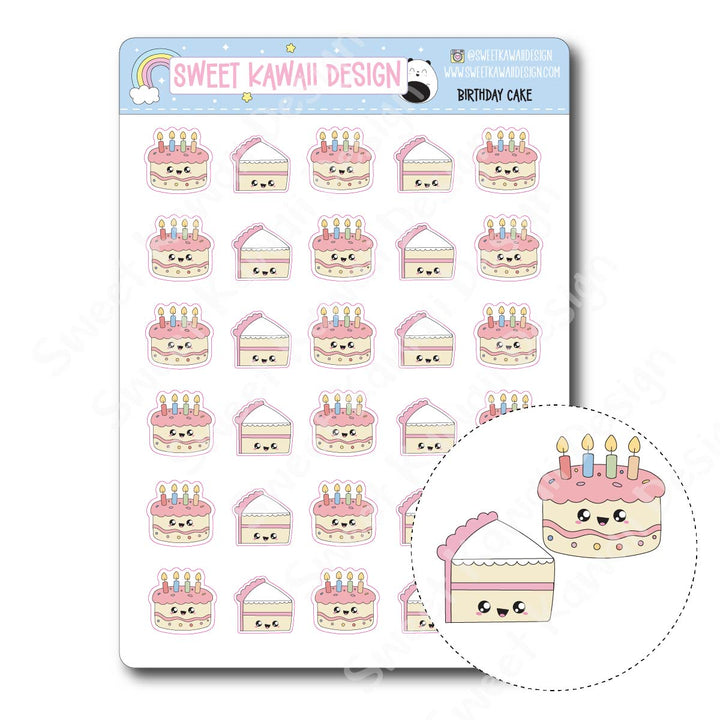 Kawaii Birthday Cake Stickers
