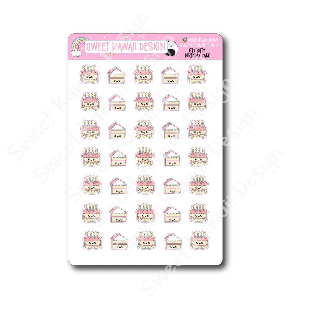 Kawaii Birthday Cake Stickers