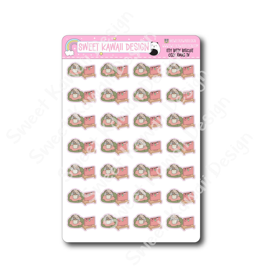 Kawaii Biscuit Stickers - Cozy Christmas TV