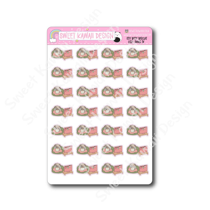 Kawaii Biscuit Stickers - Cozy Christmas TV