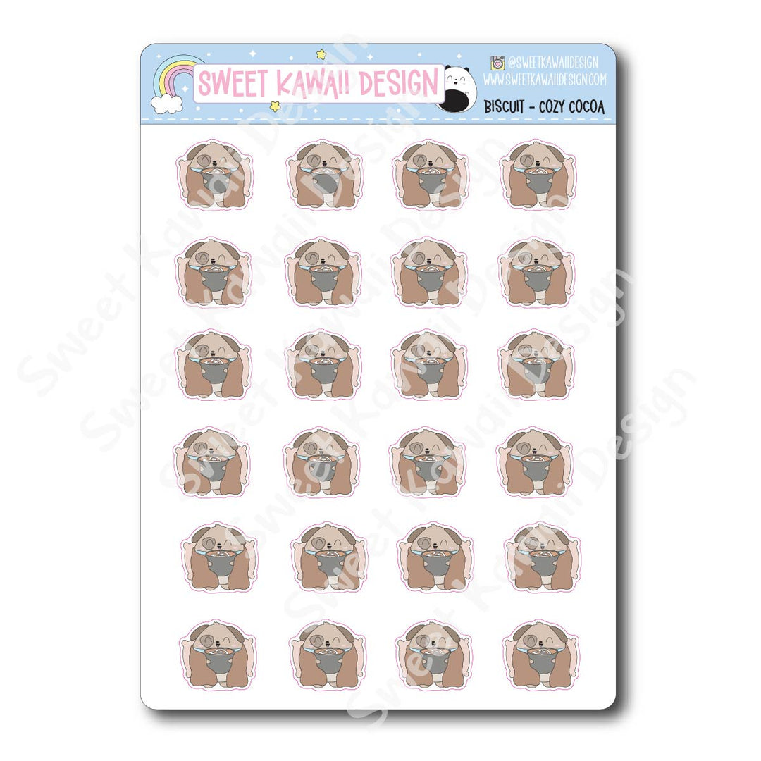 Kawaii Biscuit Stickers - Cozy Cocoa