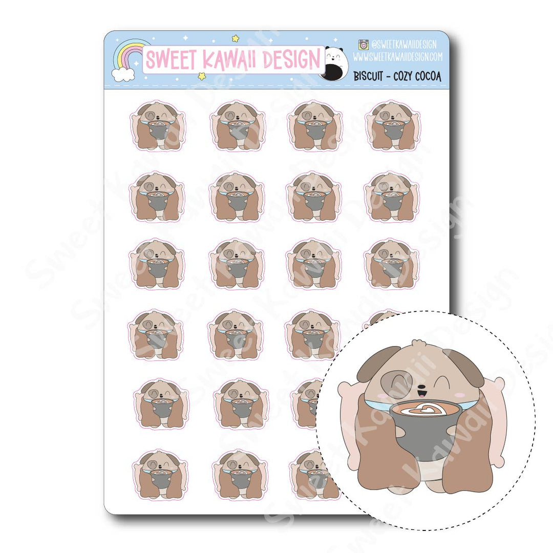 Kawaii Biscuit Stickers - Cozy Cocoa
