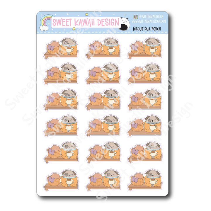 Kawaii Biscuit Stickers - Fall Porch