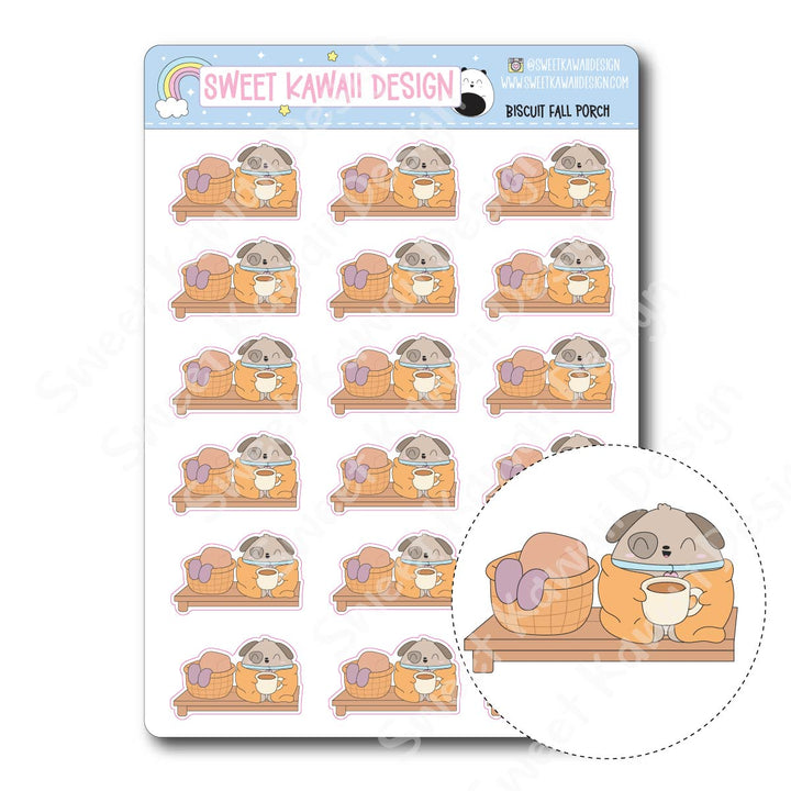 Kawaii Biscuit Stickers - Fall Porch