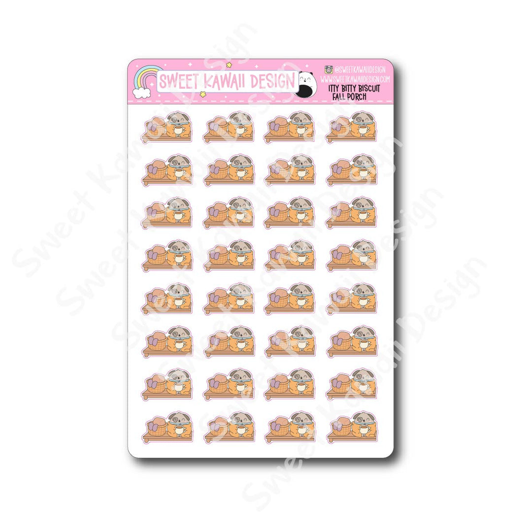 Kawaii Biscuit Stickers - Fall Porch