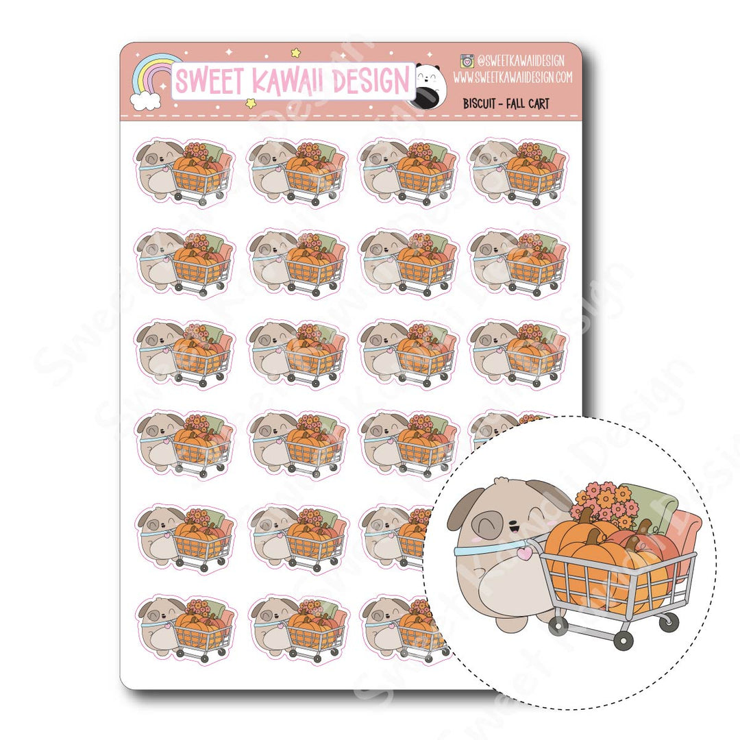 Kawaii Biscuit Stickers - Fall Cart
