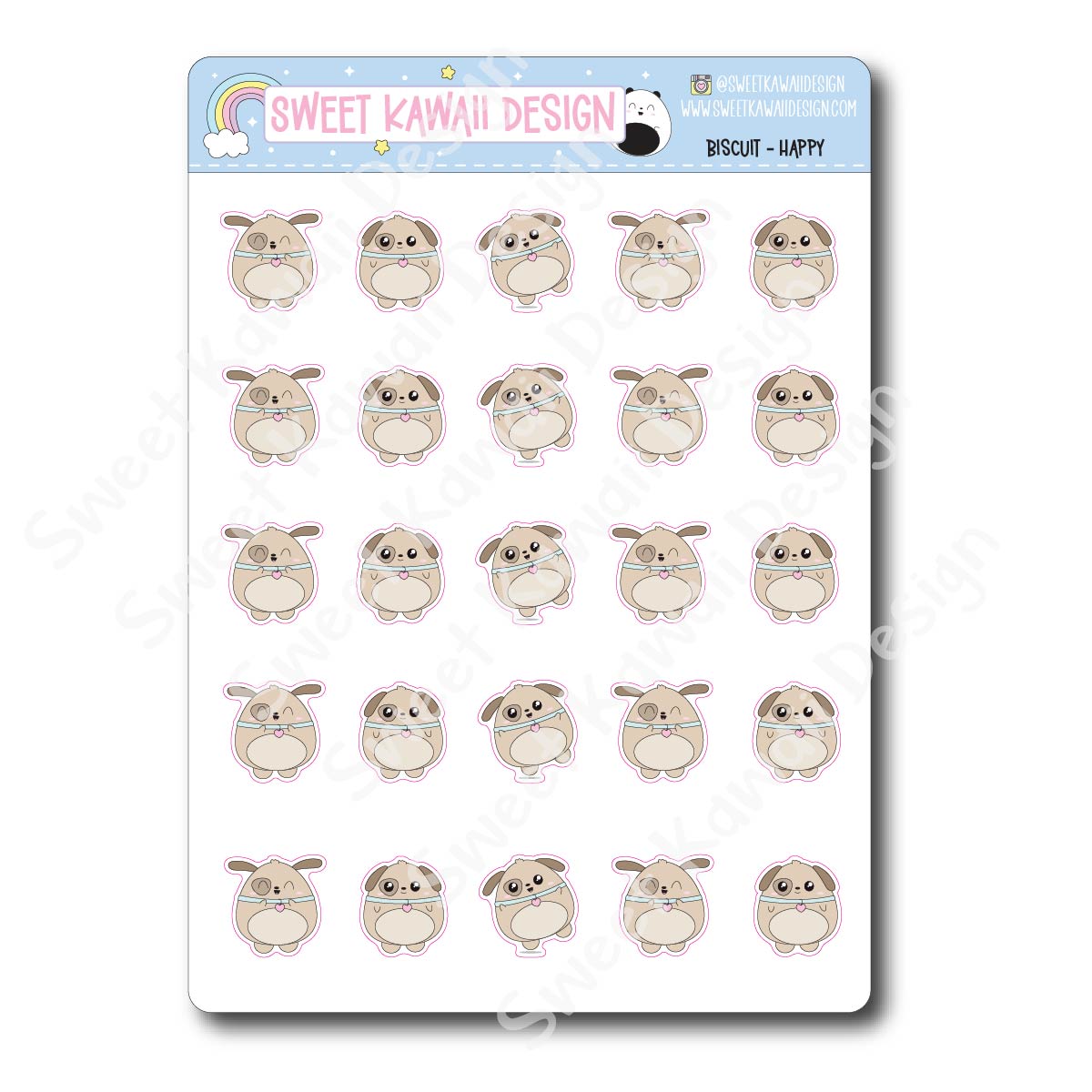 Kawaii Biscuit Stickers - Happy
