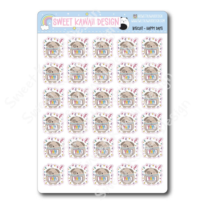 Kawaii Biscuit Stickers - Happy Days