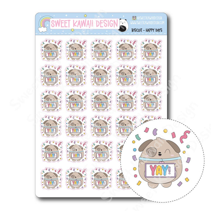 Kawaii Biscuit Stickers - Happy Days