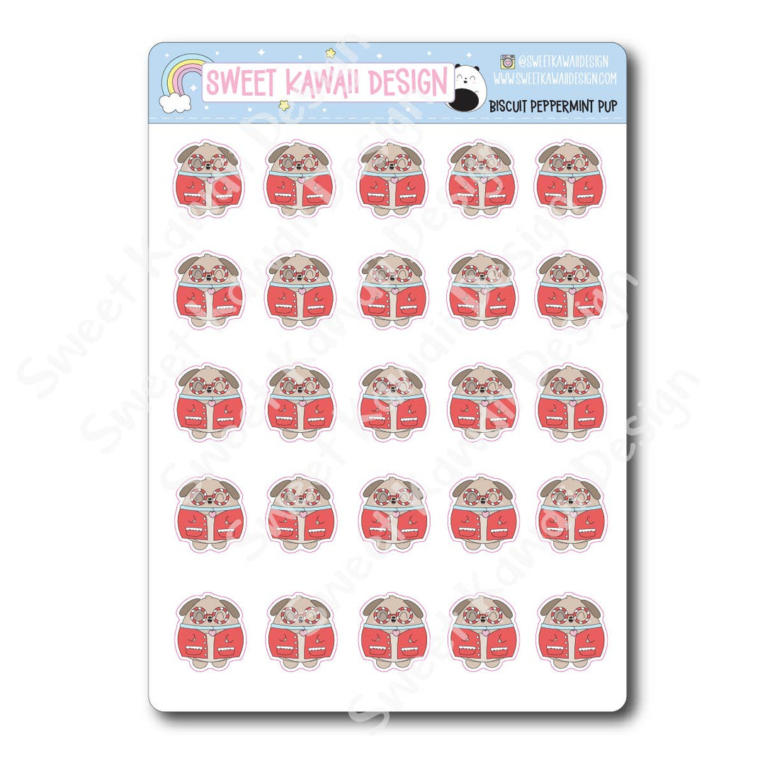 Kawaii Biscuit Stickers - Peppermint Pup