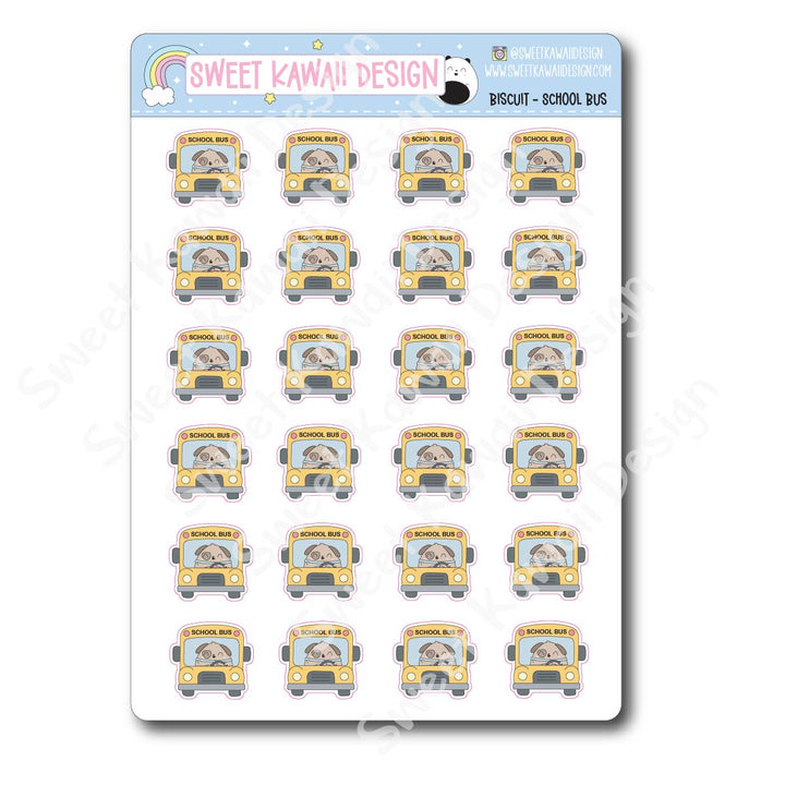 Kawaii Biscuit Stickers - School Bus