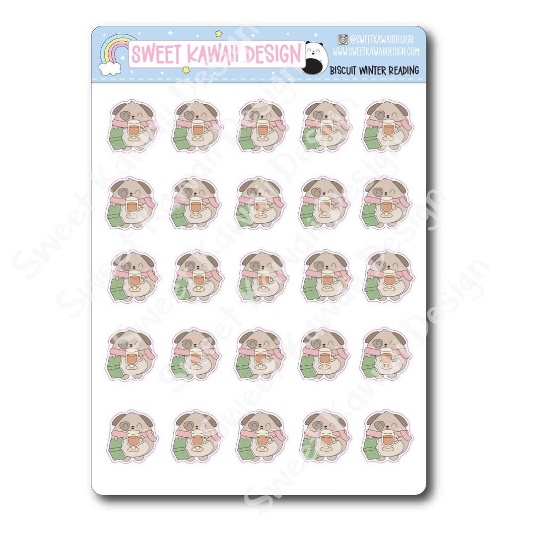 Kawaii Biscuit Stickers - Winter Reading