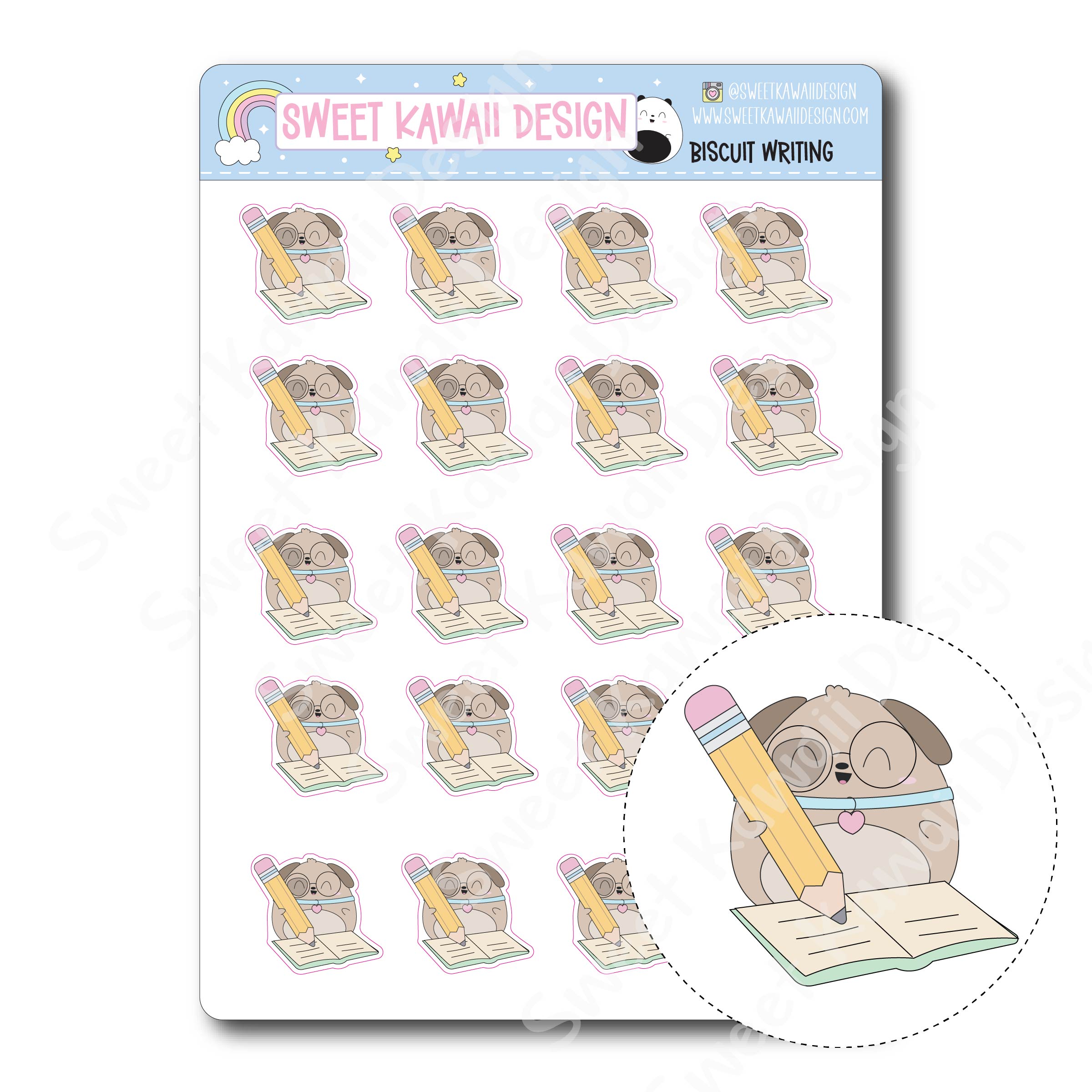 Kawaii Biscuit Stickers - Writing – Sweet Kawaii Design