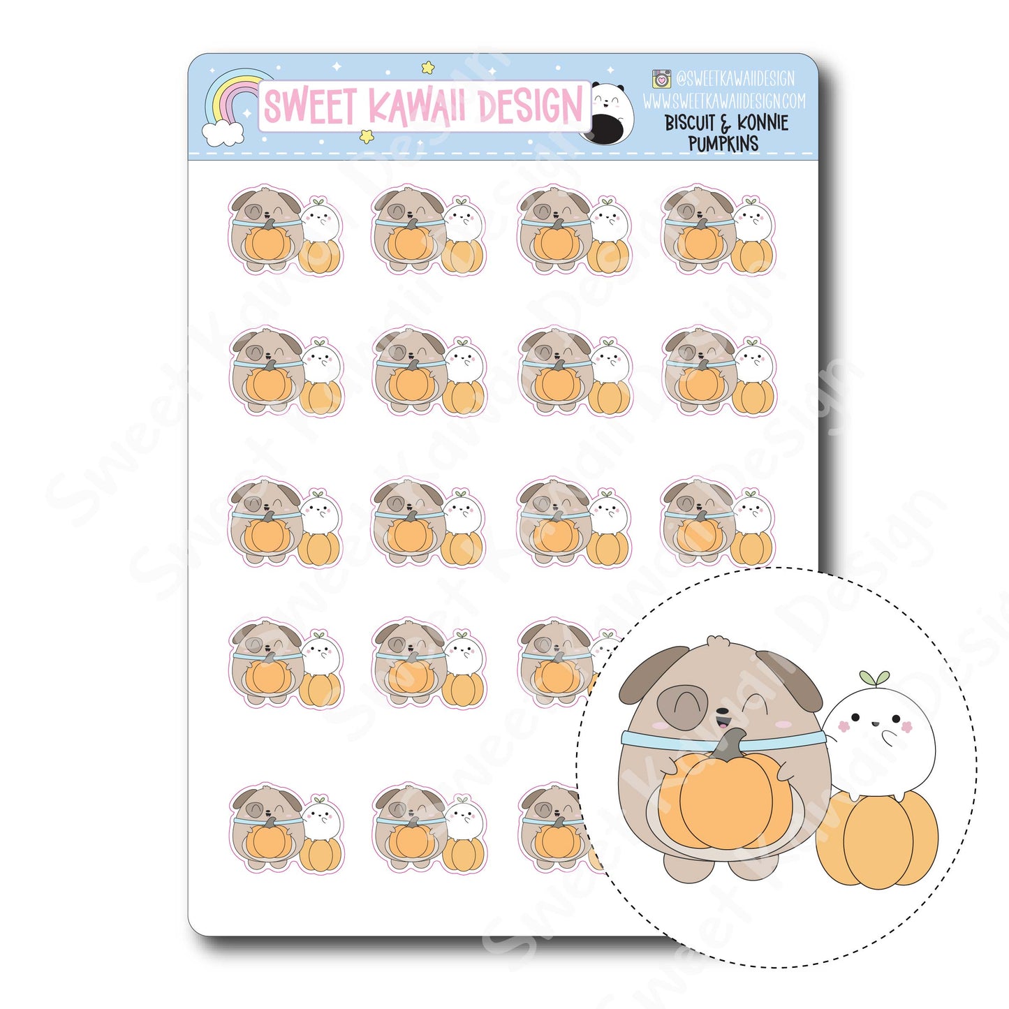 Kawaii Biscuit Stickers - Konnie Pumpkins