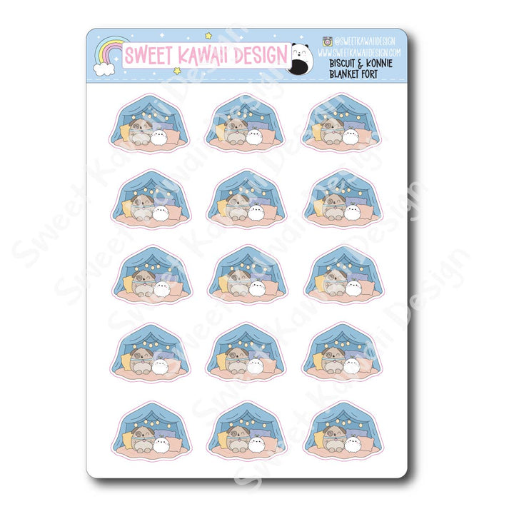 Kawaii Biscuit and Konnie Blanket Fort Stickers