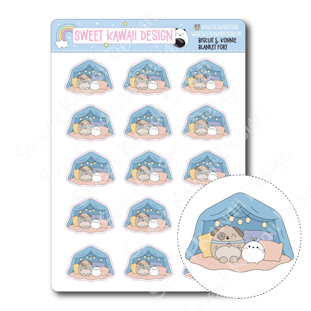 Kawaii Biscuit and Konnie Blanket Fort Stickers