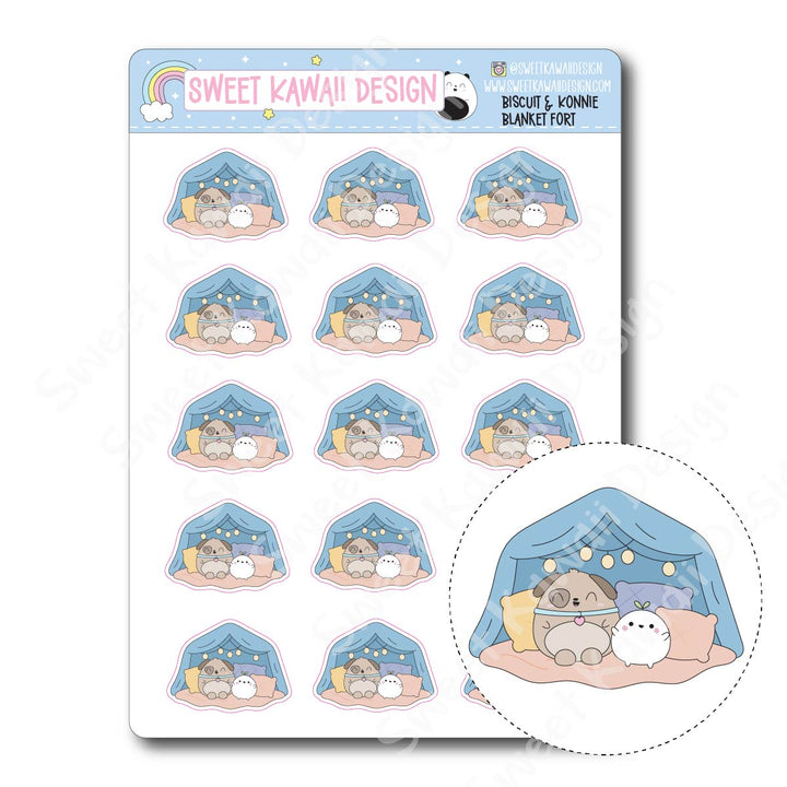 Kawaii Biscuit and Konnie Blanket Fort Stickers