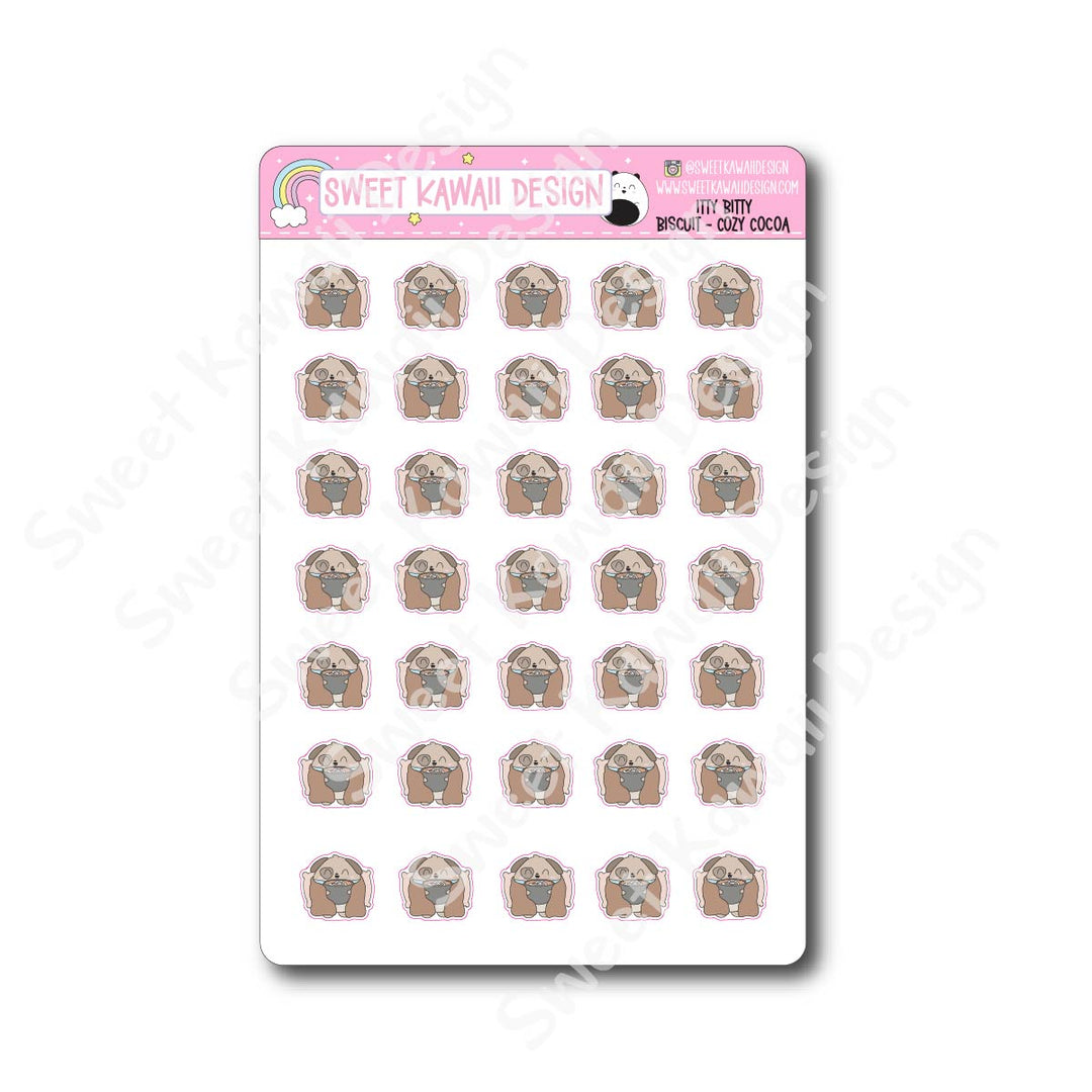 Kawaii Biscuit Stickers - Cozy Cocoa
