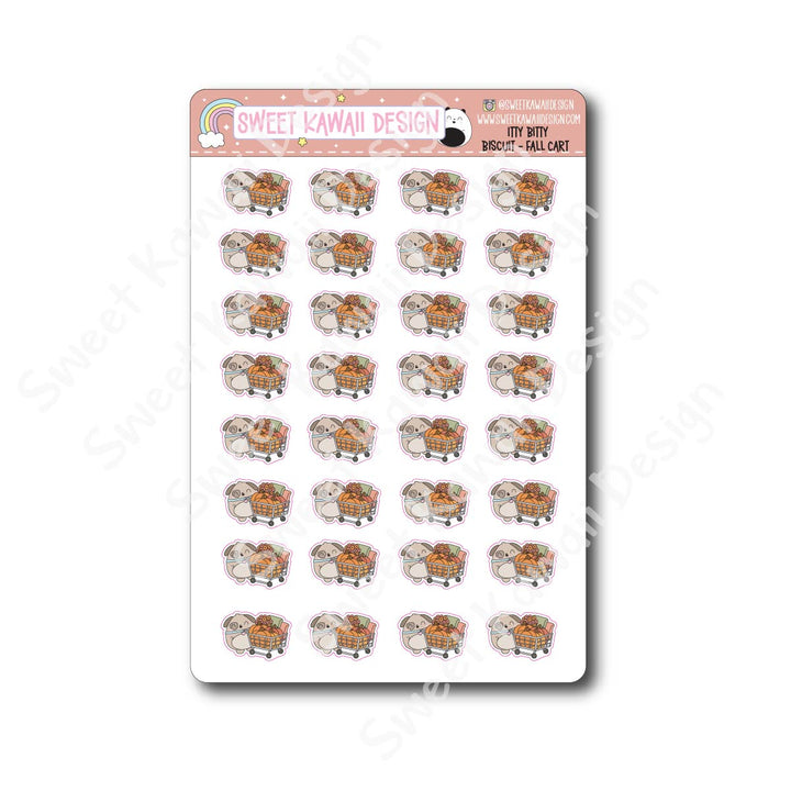 Kawaii Biscuit Stickers - Fall Cart