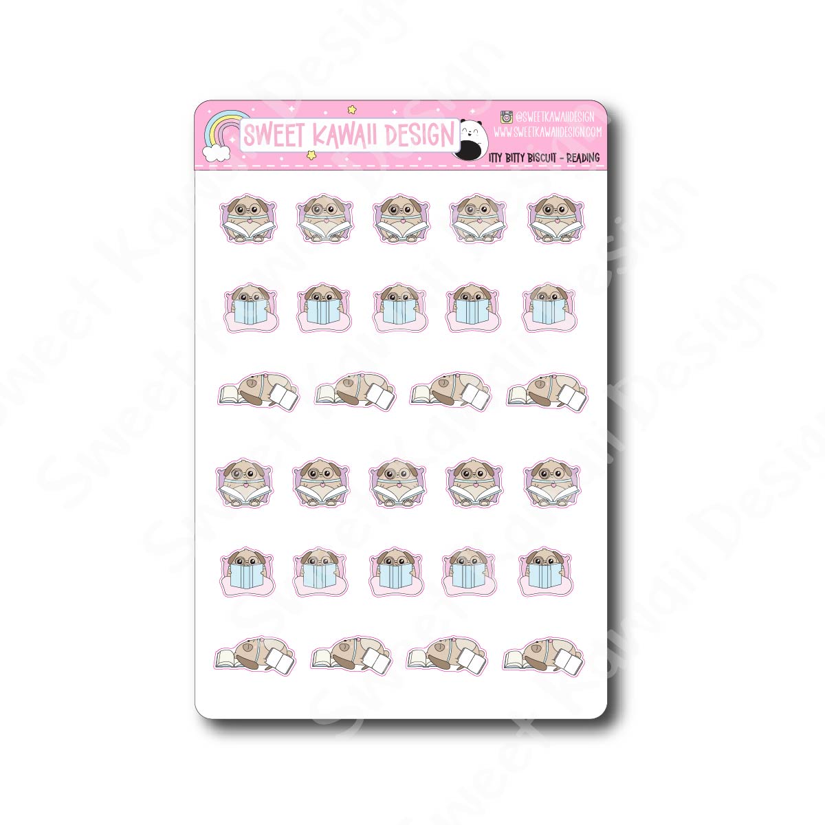 Kawaii Biscuit Stickers - Reading
