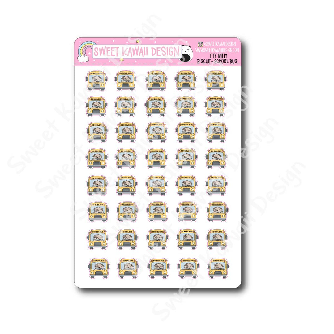 Kawaii Biscuit Stickers - School Bus