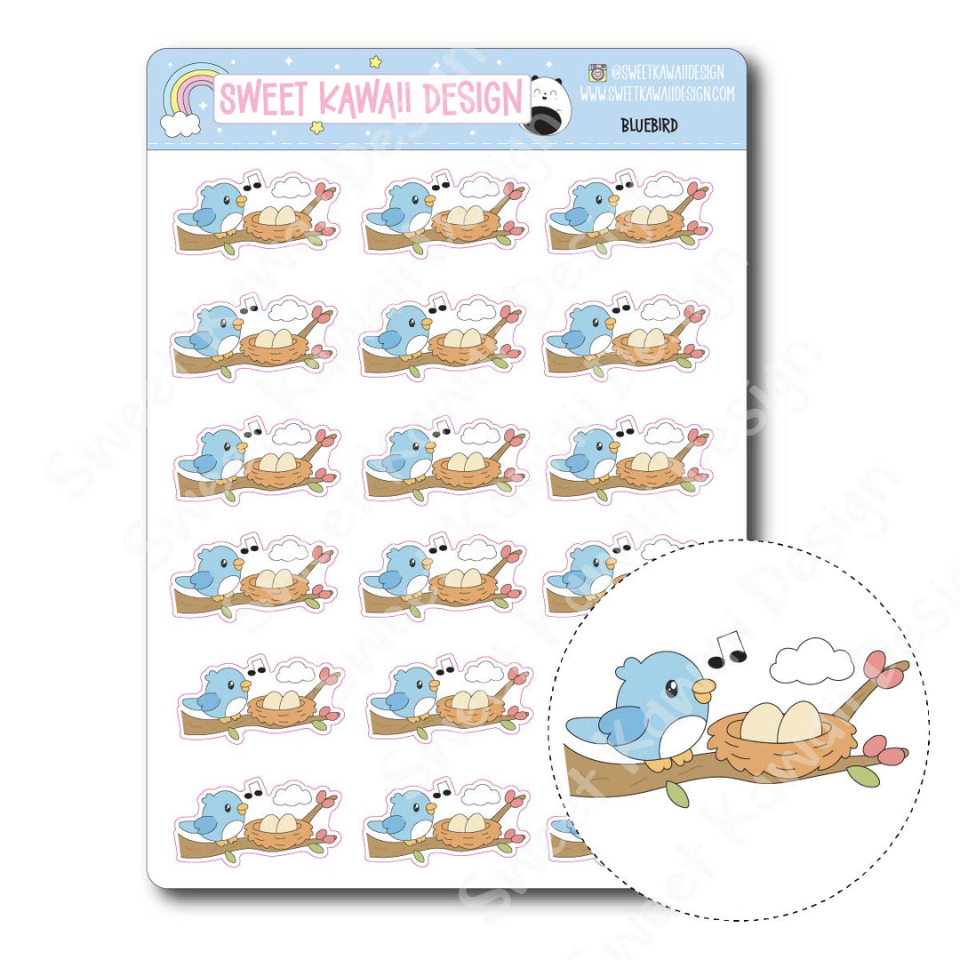 Kawaii Bluebird Stickers