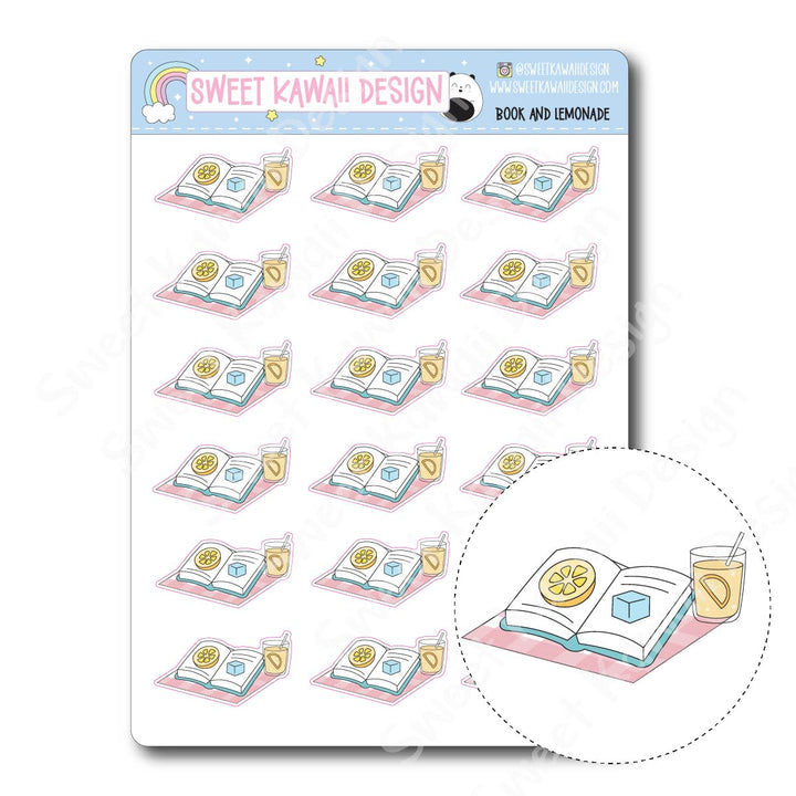 Kawaii Book and Lemonade Stickers