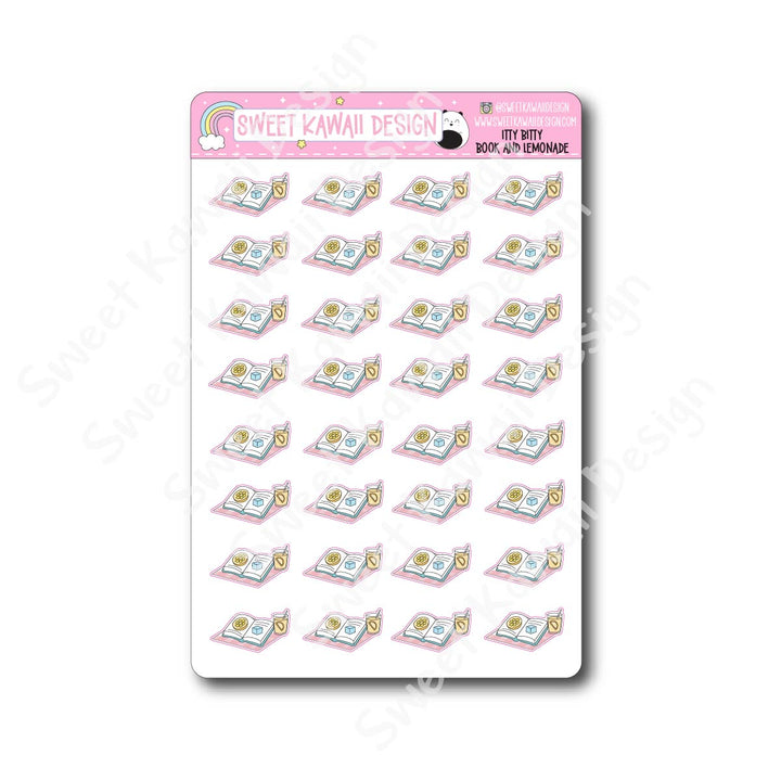 Kawaii Book and Lemonade Stickers