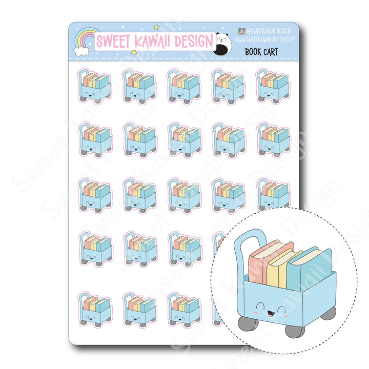 Kawaii Book Cart Stickers