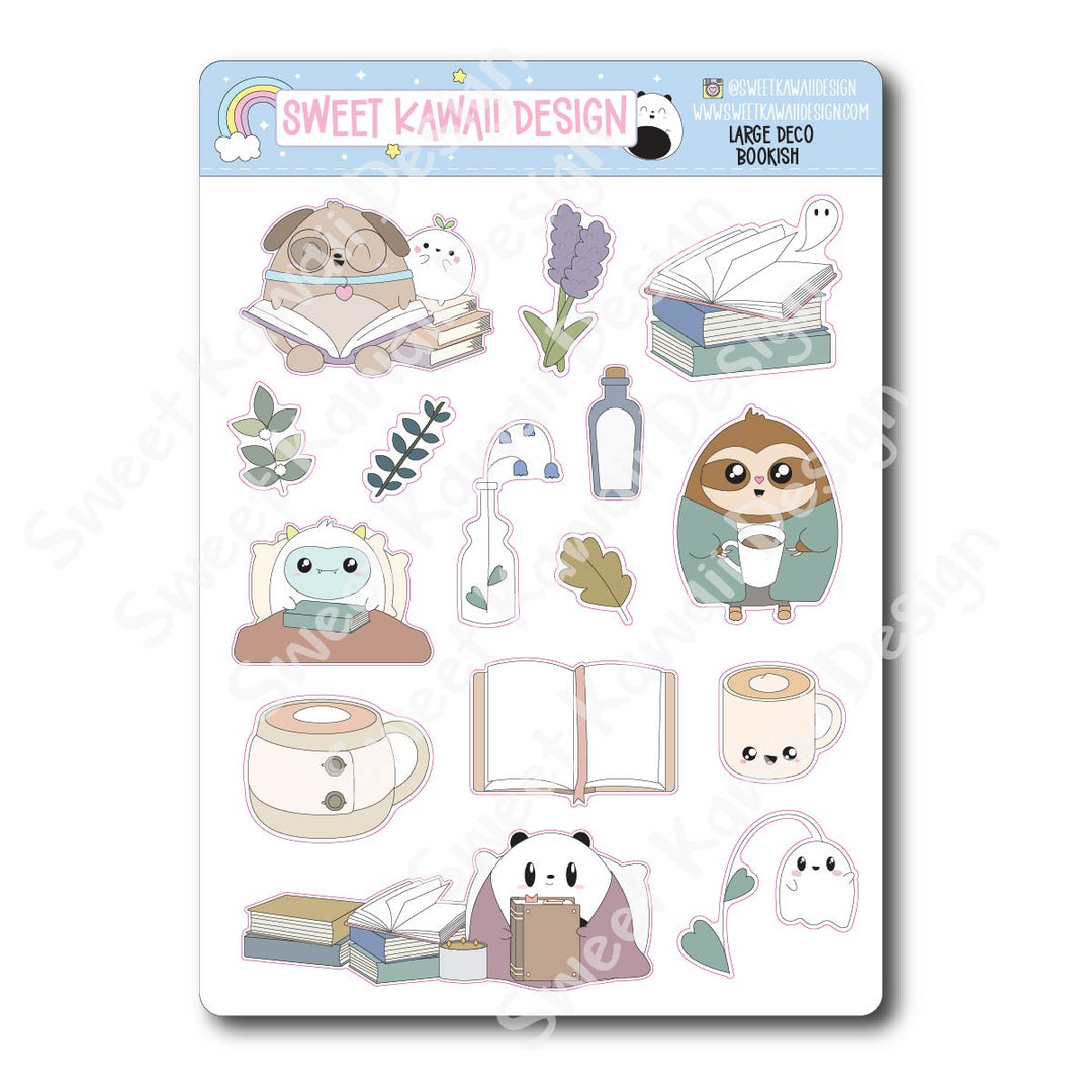 Kawaii Bookish Deco (LARGE) Stickers
