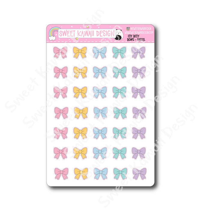 Kawaii Bow Stickers - Pastel