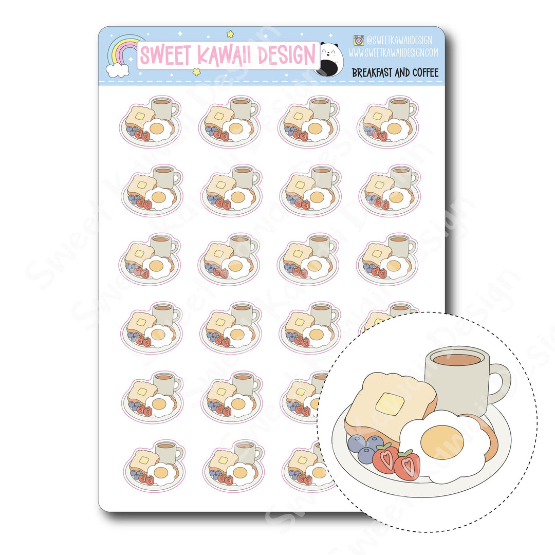 Kawaii Breakfast and Coffee Stickers