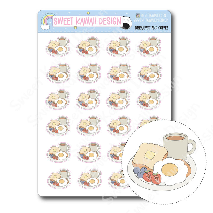 Kawaii Breakfast and Coffee Stickers