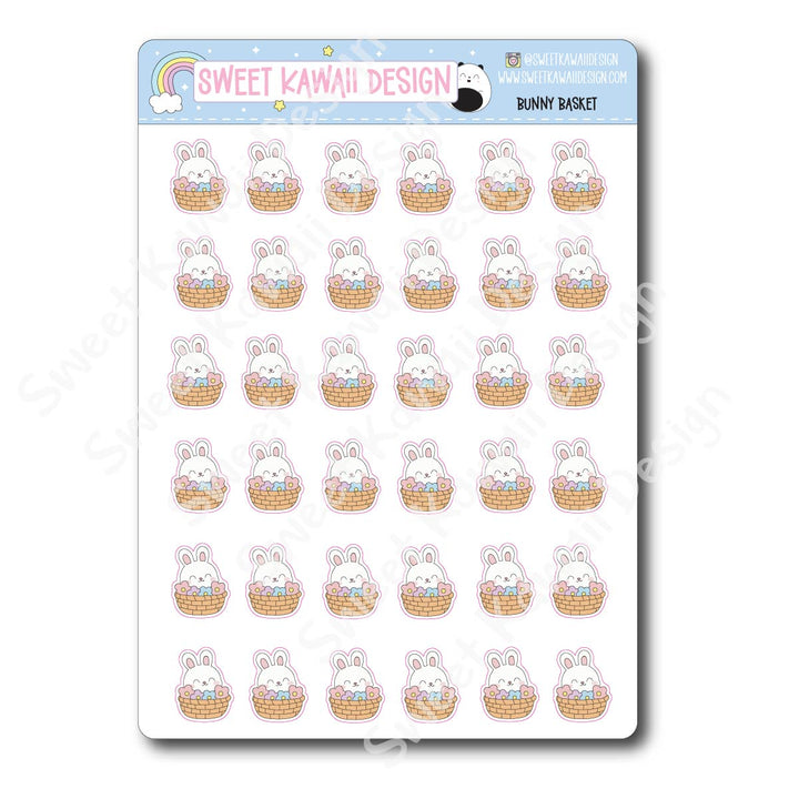 Kawaii Bunny Basket Stickers