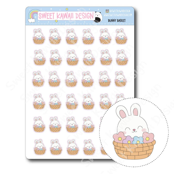 Kawaii Bunny Basket Stickers