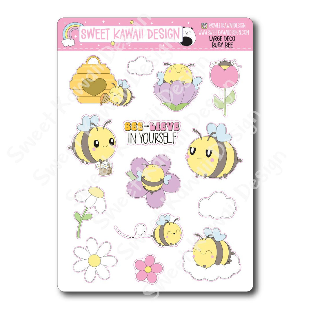 Kawaii Busy Bee Deco (LARGE) Stickers
