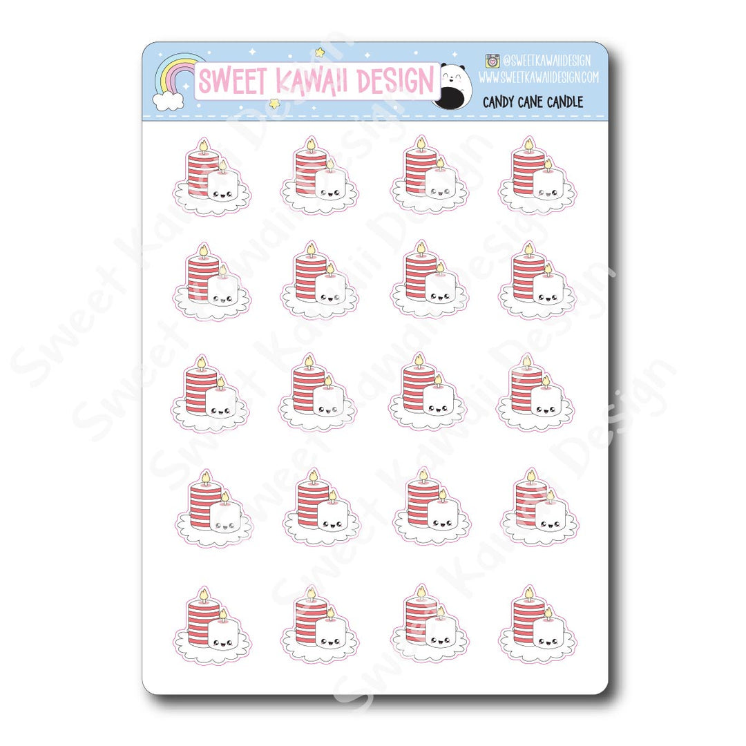 Kawaii Candy Cane Candle Stickers