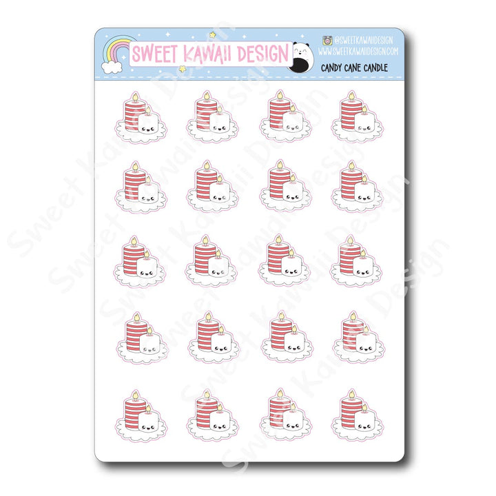 Kawaii Candy Cane Candle Stickers