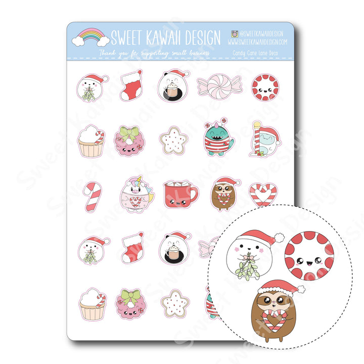 Kawaii Candy Cane Lane Deco Stickers