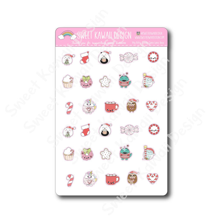 Kawaii Candy Cane Lane Deco Stickers