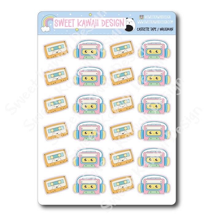 Kawaii Cassette Tape / Walkman Stickers