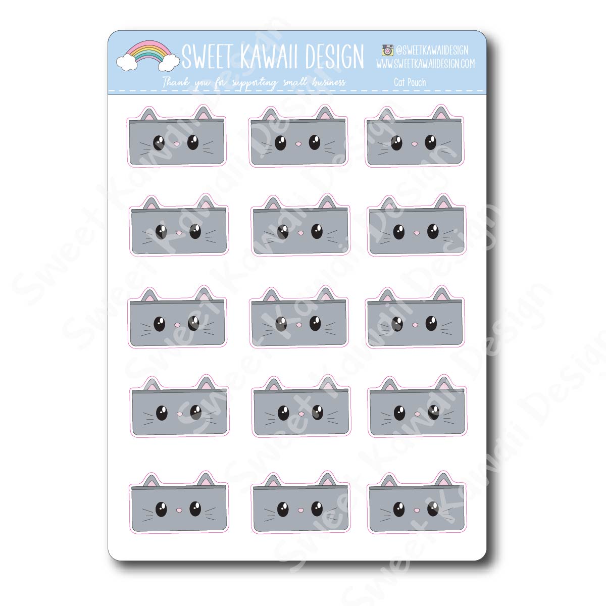 Kawaii Cat Pen Pouch Stickers