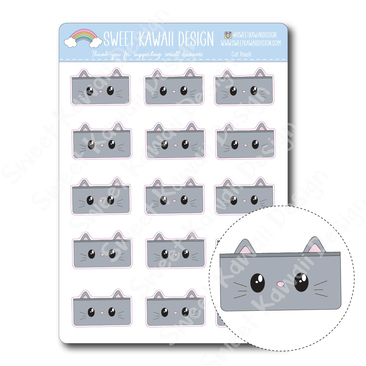 Kawaii Cat Pen Pouch Stickers