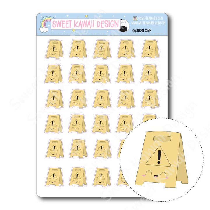 Kawaii Caution Sign Stickers
