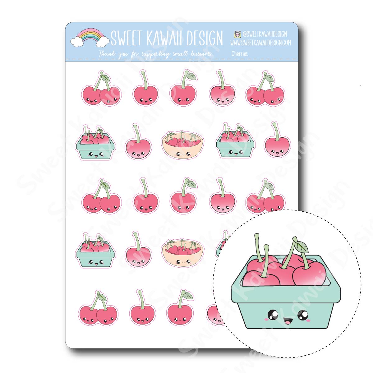 Kawaii Cherries Stickers