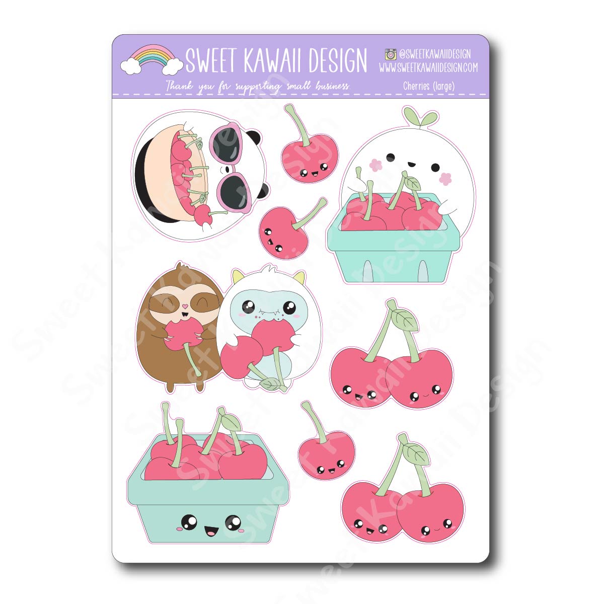 Kawaii Cherries Deco (Large) Stickers