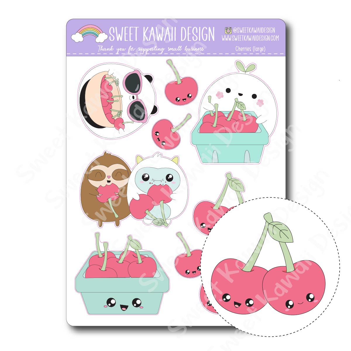 Kawaii Cherries Deco (Large) Stickers