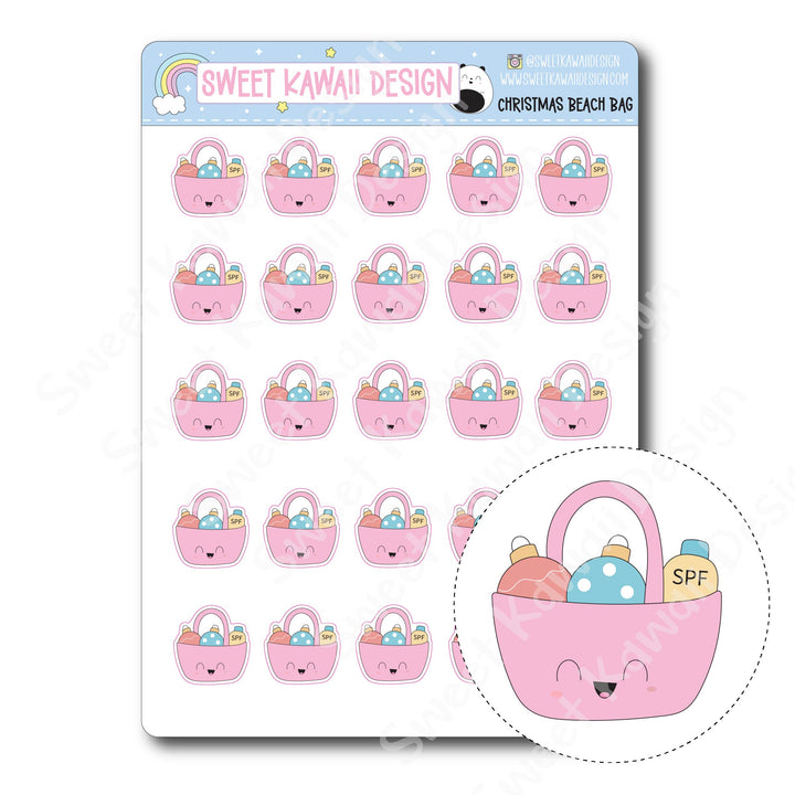 Kawaii Christmas Beach Bag Stickers
