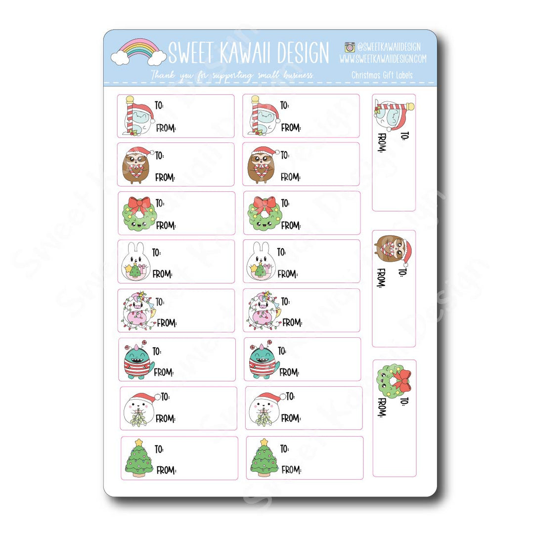 Kawaii Christmas Gift Labels